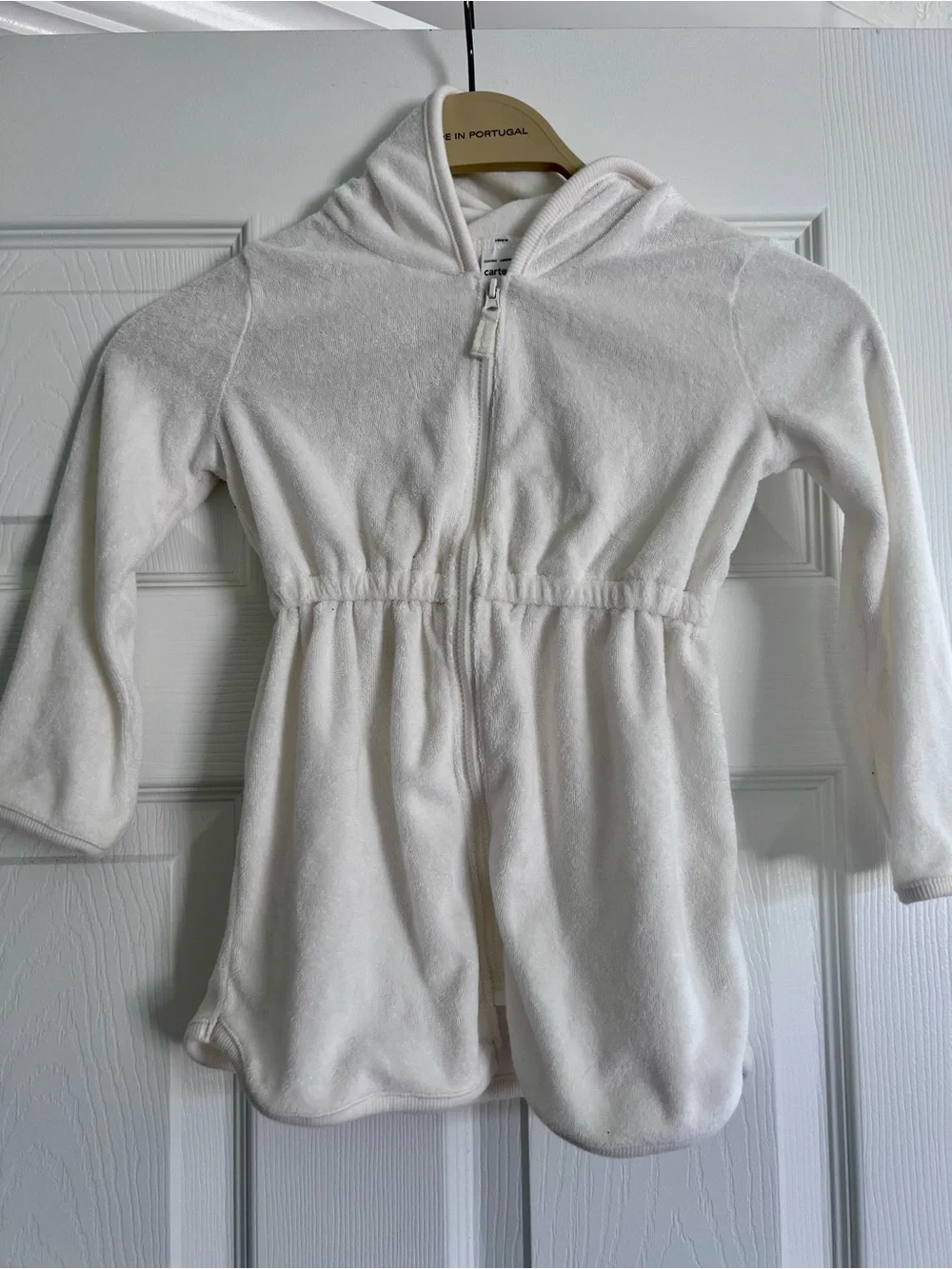 Carter's Toddler Girl White Hooded Terry/Fleece Beach or Pool Cover-Up - 3T
